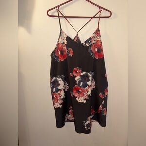 Free People black shirt with Red and White Floral Design